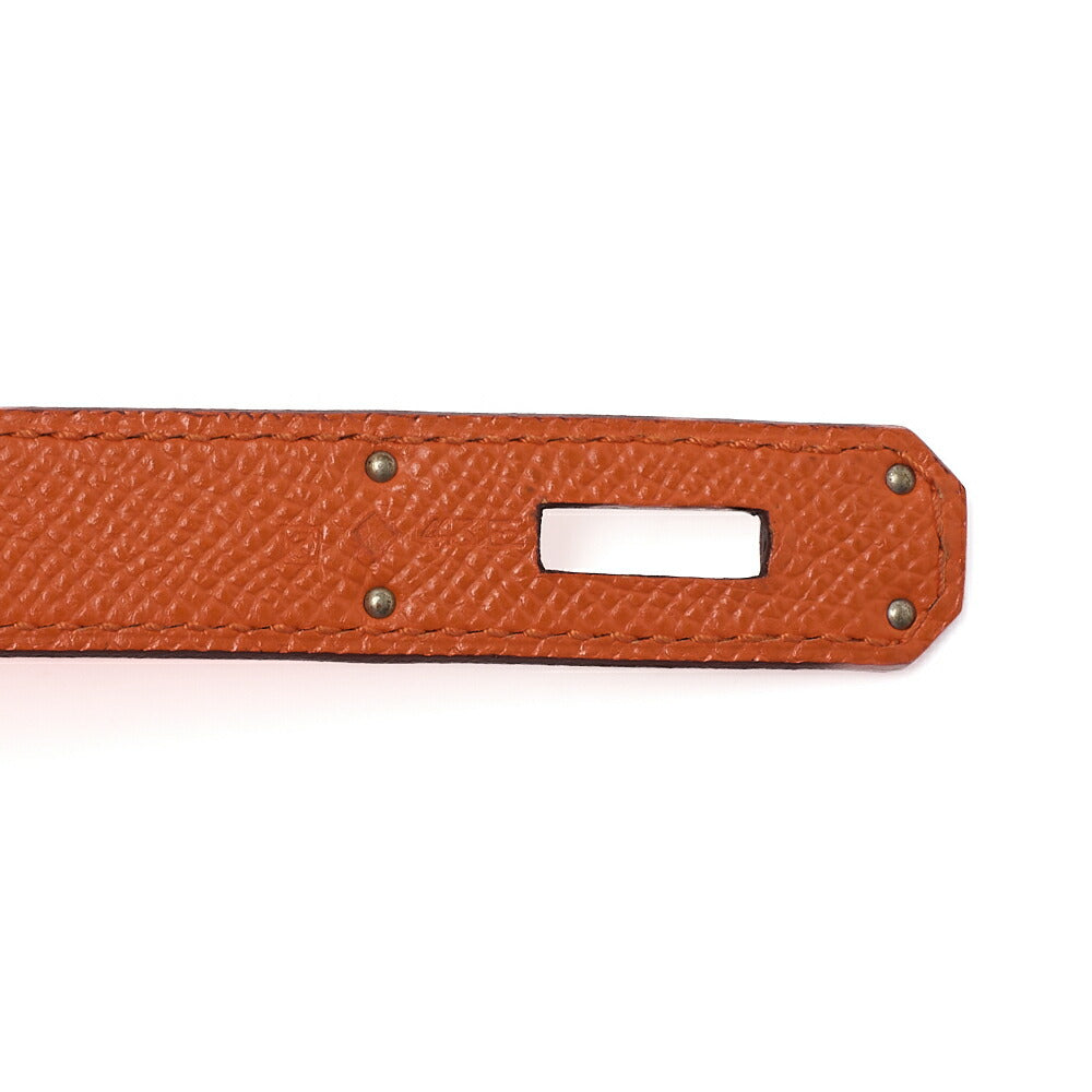 HERMES Birkin 35 Handbag Vo Epson Orange Vaux Epson Silver-Tone Hardware Pre-Owned - Vintage La Charme