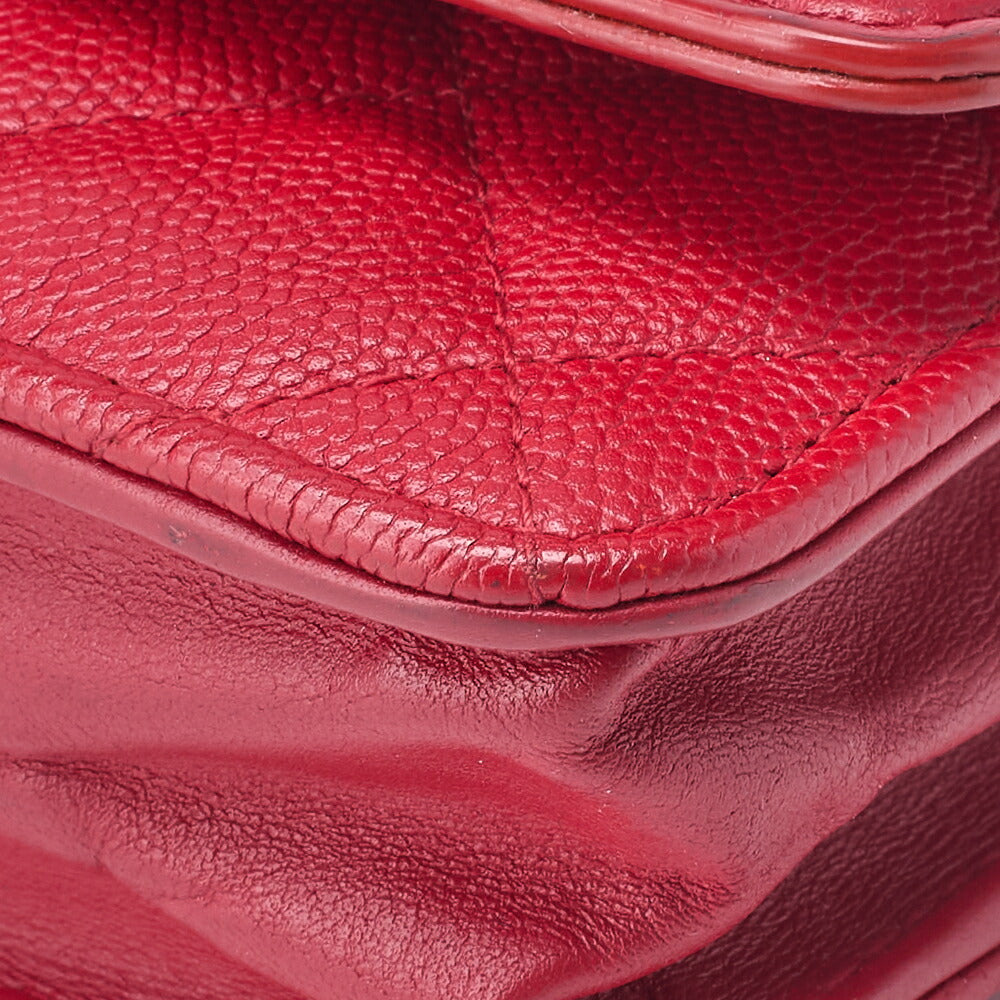 CHANEL Shoulder Bag Chain Wallet Matelasse Caviar Skin Red Gold-Tone Hardware Pre-Owned - Vintage La Charme