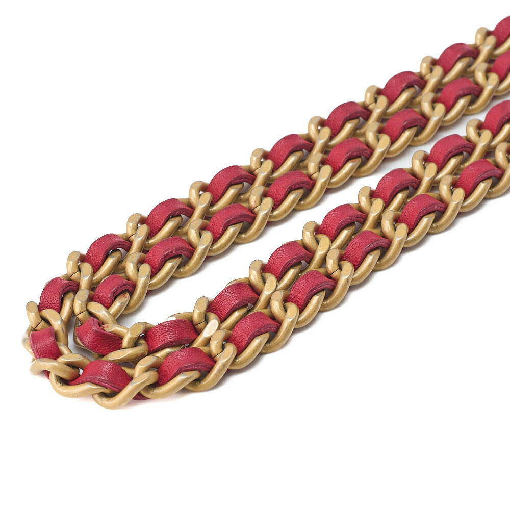 CHANEL Shoulder Bag Chain Wallet Matelasse Caviar Skin Red Gold-Tone Hardware Pre-Owned - Vintage La Charme