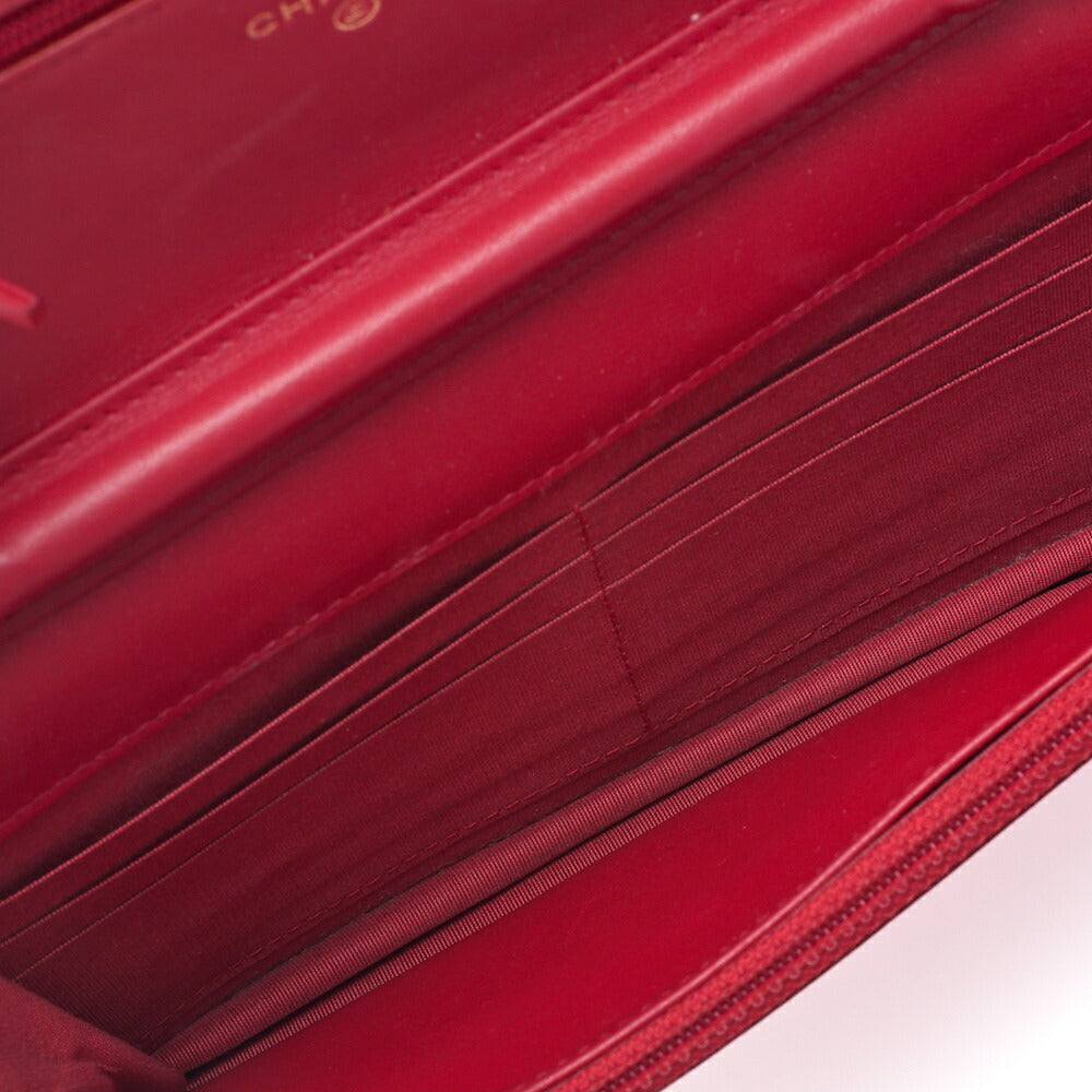 CHANEL Shoulder Bag Chain Wallet Matelasse Caviar Skin Red Gold-Tone Hardware Pre-Owned - Vintage La Charme