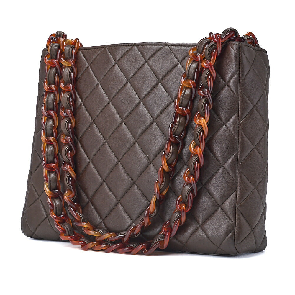 CHANEL Shoulder Tote Bag Matelasse Lambskin Brown Gold-Tone Hardware Pre-Owned - Vintage La Charme