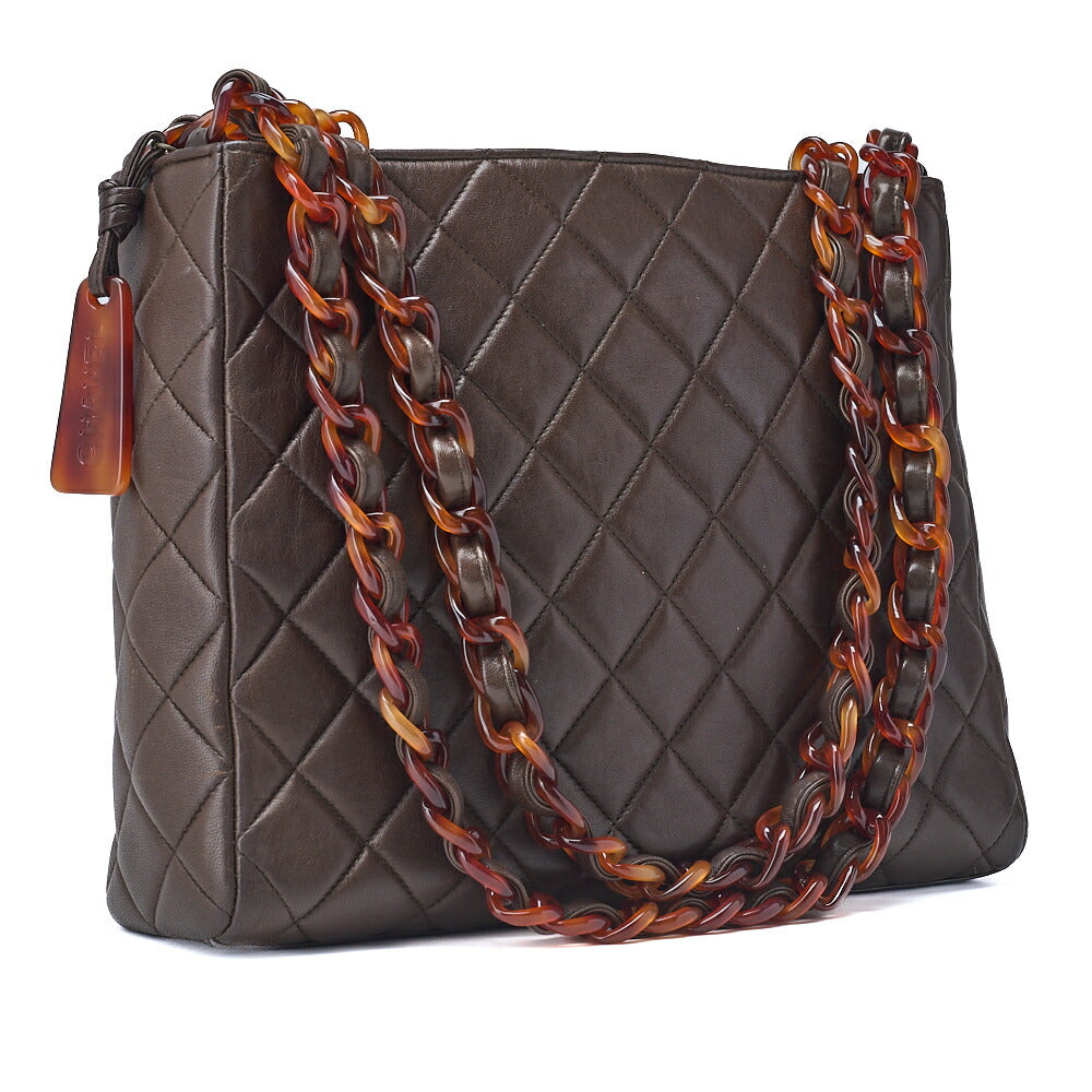 CHANEL Shoulder Tote Bag Matelasse Lambskin Brown Gold-Tone Hardware Pre-Owned - Vintage La Charme