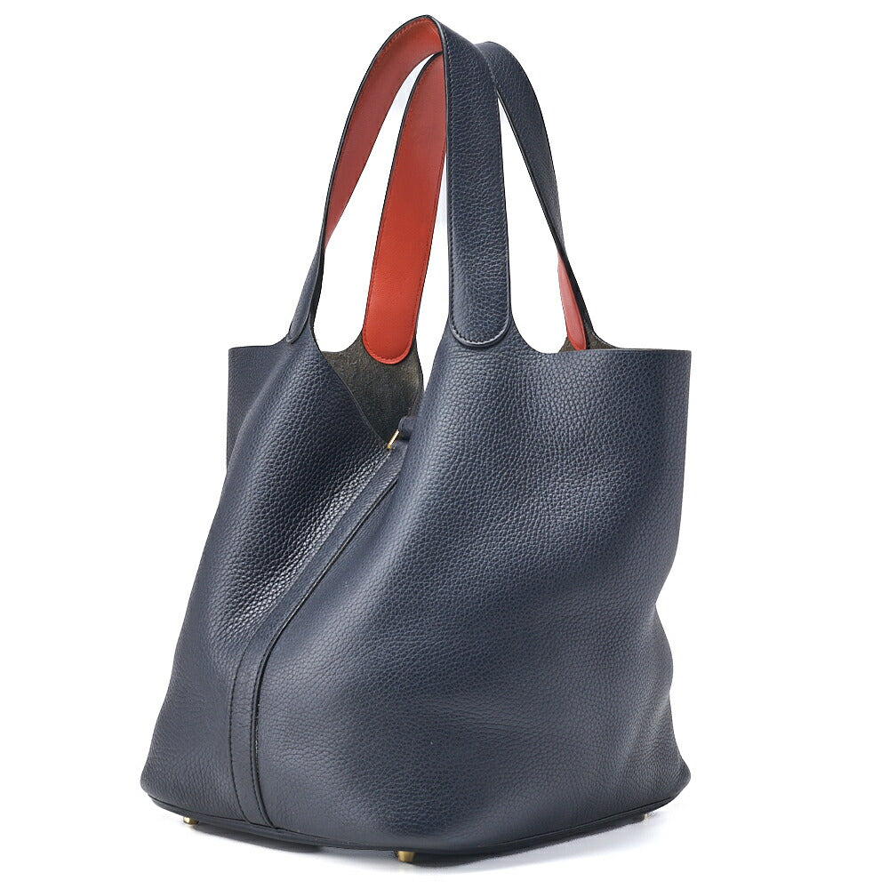 HERMES Tote Bag Picotin Rock GM Clemence Blue Indigo Gold-Tone Hardware Pre-Owned - Vintage La Charme