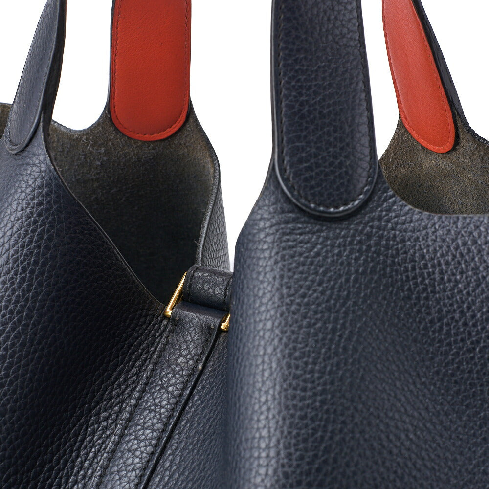 HERMES Tote Bag Picotin Rock GM Clemence Blue Indigo Gold-Tone Hardware Pre-Owned - Vintage La Charme