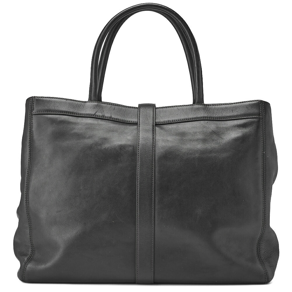 CHANEL Shoulder Tote Bag Lambskin Black Bicolore Silver-Tone Hardware Pre-Owned - Vintage La Charme