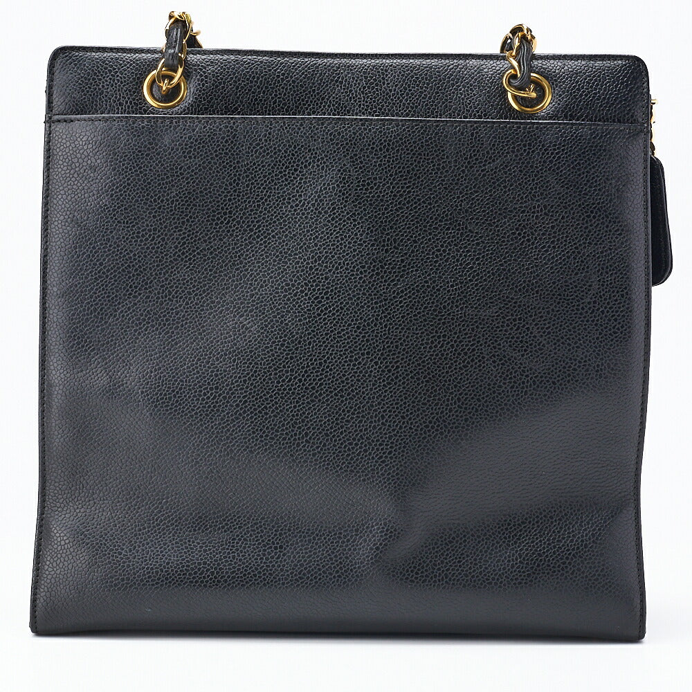 CHANEL Shoulder Tote Bag Coco Mark, Caviar Skin, Black, Gold-Tone Hardware, Pre-Owned - Vintage La Charme