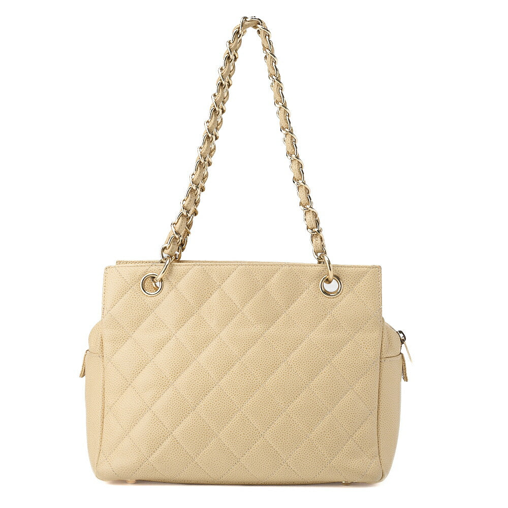 CHANEL Shoulder Tote Bag Matelasse Caviar Skin Beige Gold-Tone Hardware Pre-Owned - Vintage La Charme
