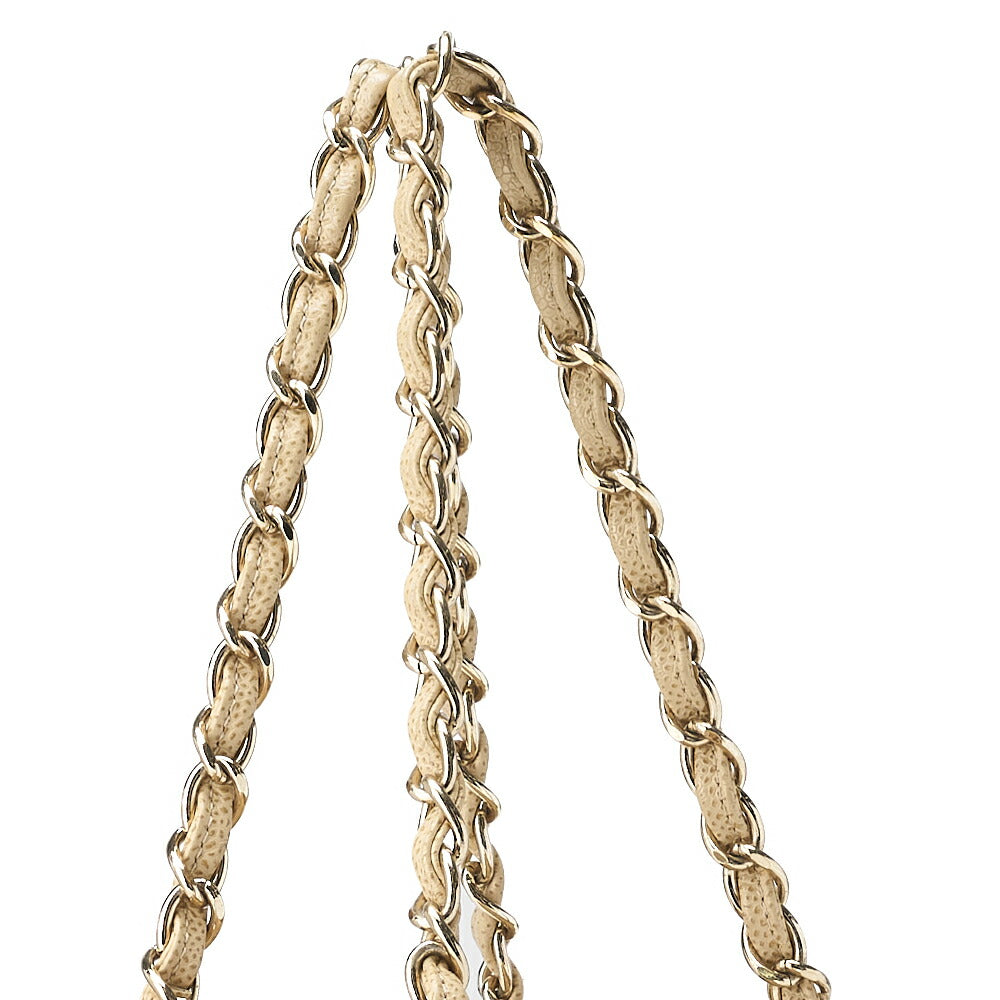 CHANEL Shoulder Tote Bag Matelasse Caviar Skin Beige Gold-Tone Hardware Pre-Owned - Vintage La Charme