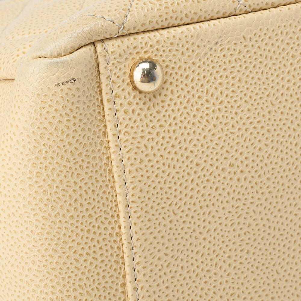 CHANEL Shoulder Tote Bag Matelasse Caviar Skin Beige Gold-Tone Hardware Pre-Owned - Vintage La Charme