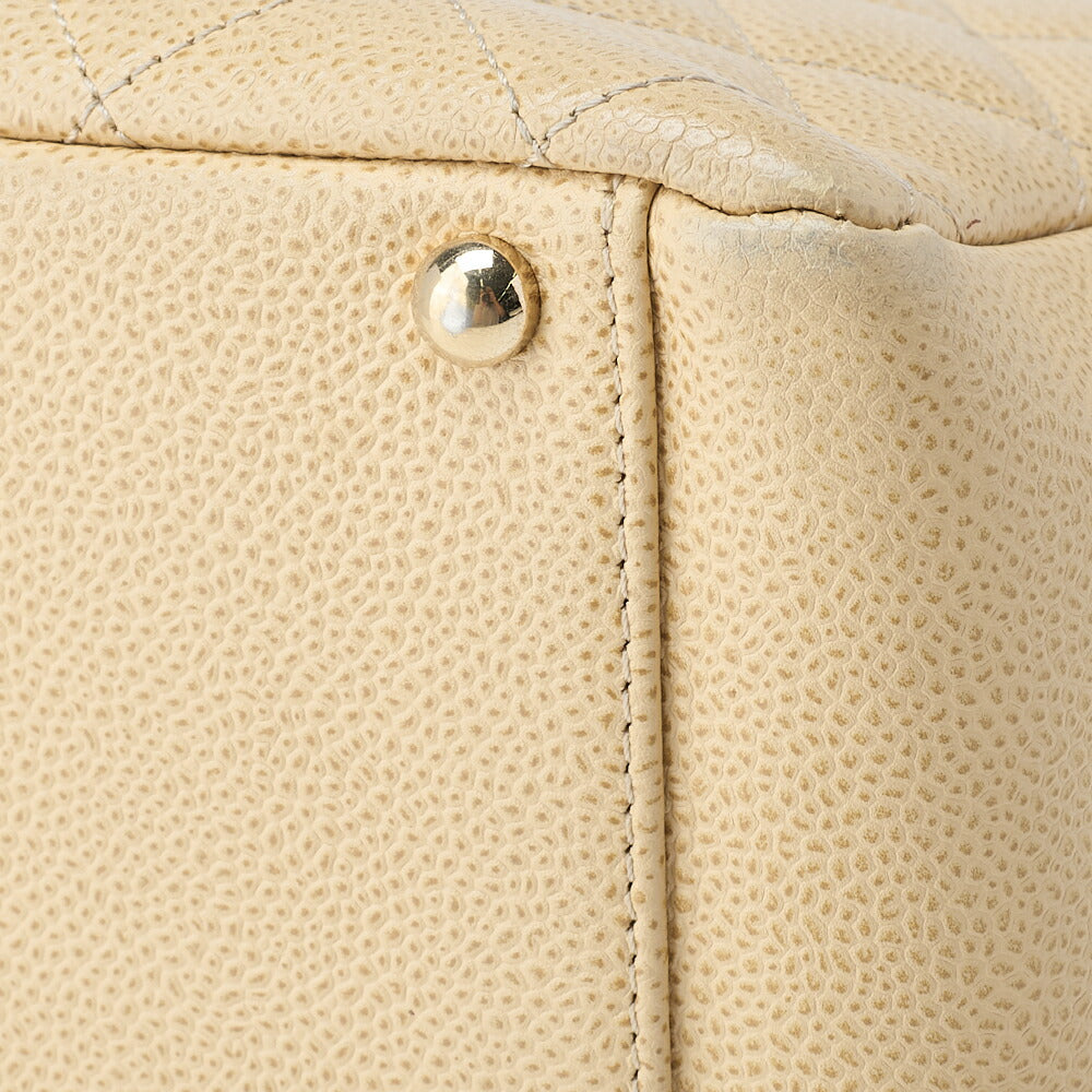 CHANEL Shoulder Tote Bag Matelasse Caviar Skin Beige Gold-Tone Hardware Pre-Owned - Vintage La Charme