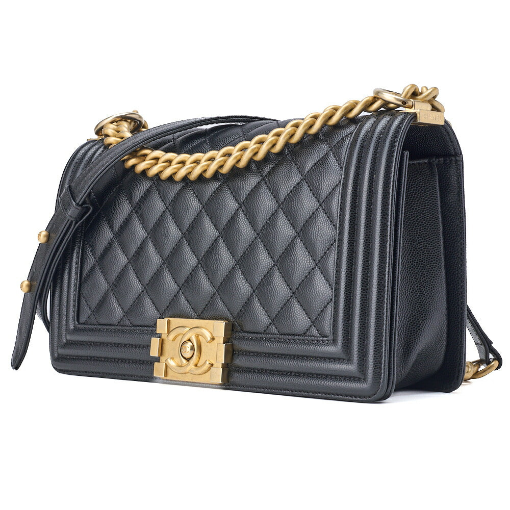 CHANEL Shoulder Tote Bag Matelasse Caviar Skin Black Gold-Tone Hardware Pre-Owned - Vintage La Charme