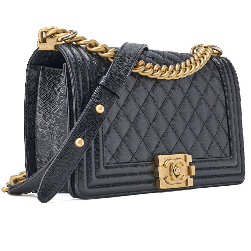 CHANEL Shoulder Tote Bag Matelasse Caviar Skin Black Gold-Tone Hardware Pre-Owned - Vintage La Charme