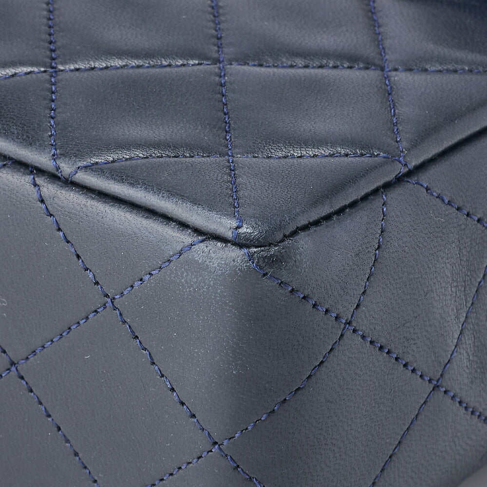 CHANEL Shoulder Tote Bag Matelasse Lambskin Bicolor Navy Gold-Tone Hardware Pre-Owned - Vintage La Charme