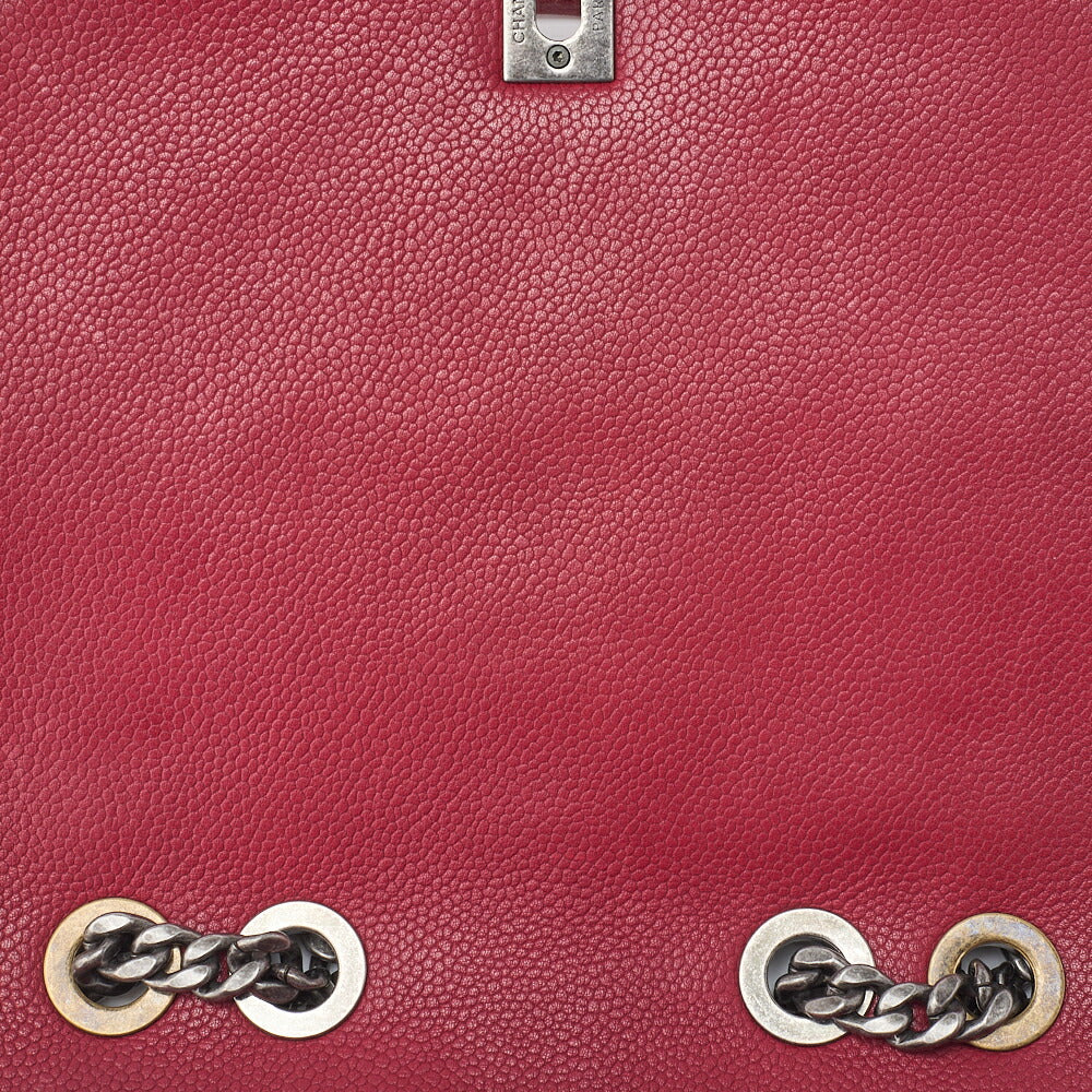 CHANEL Shoulder Tote Bag Matelasse Full Flap Chain Caviar Skin Red Gold-Tone Hardware Pre-Owned - Vintage La Charme