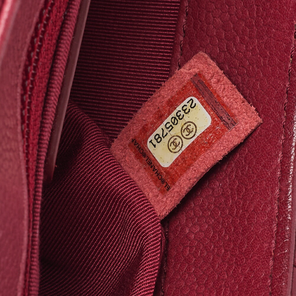 CHANEL Shoulder Tote Bag Matelasse Full Flap Chain Caviar Skin Red Gold-Tone Hardware Pre-Owned - Vintage La Charme