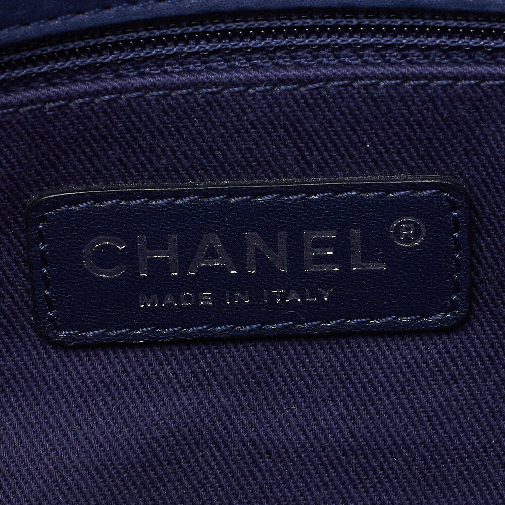 CHANEL Shoulder Bag Tote Bag Matelasse Sparkle Leather Navy Silver-Tone Hardware Pre-Owned - Vintage La Charme