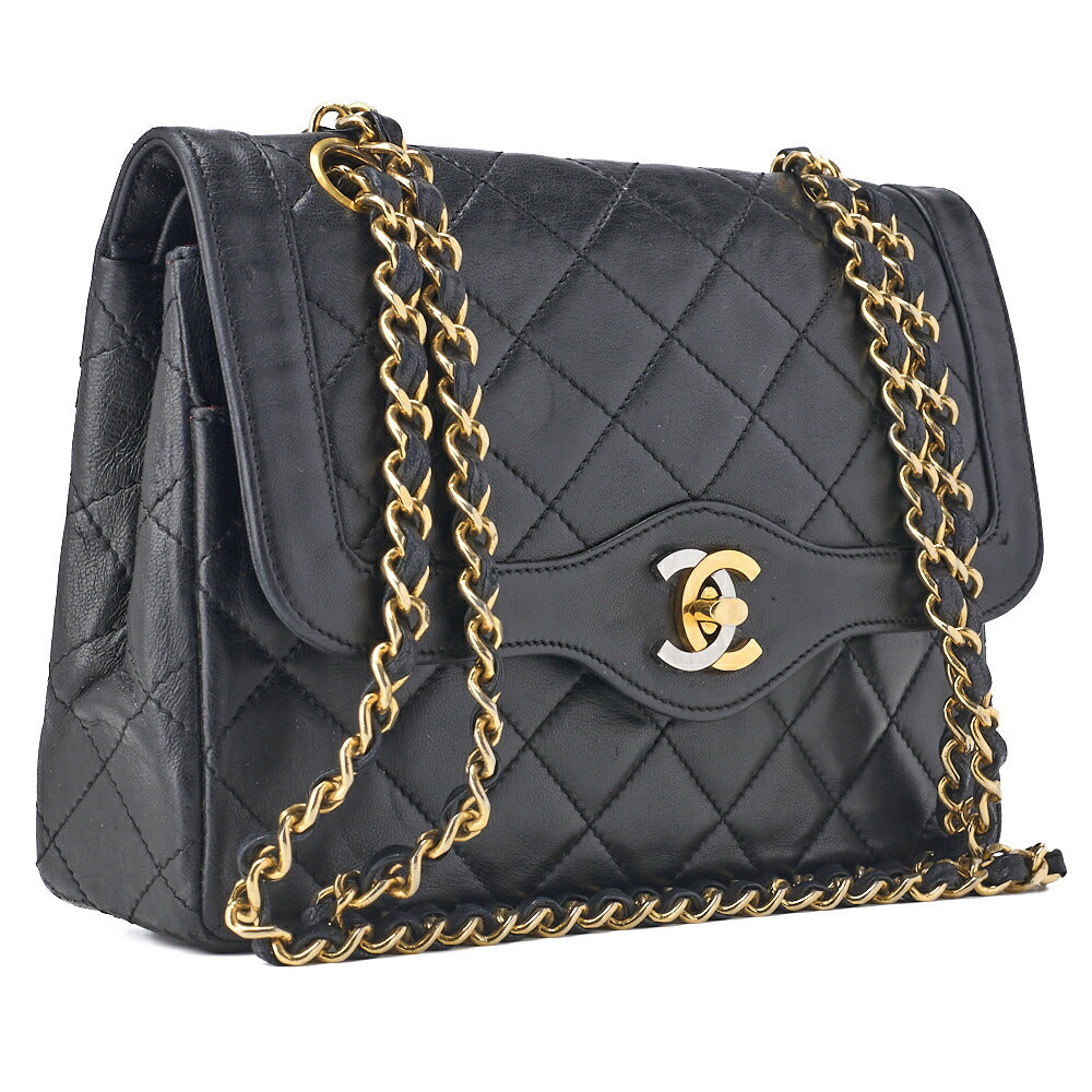 Chanel Shoulder Bag Matelasse Lambskin Black Gold-Tone Hardware Pre-Owned - Vintage La Charme