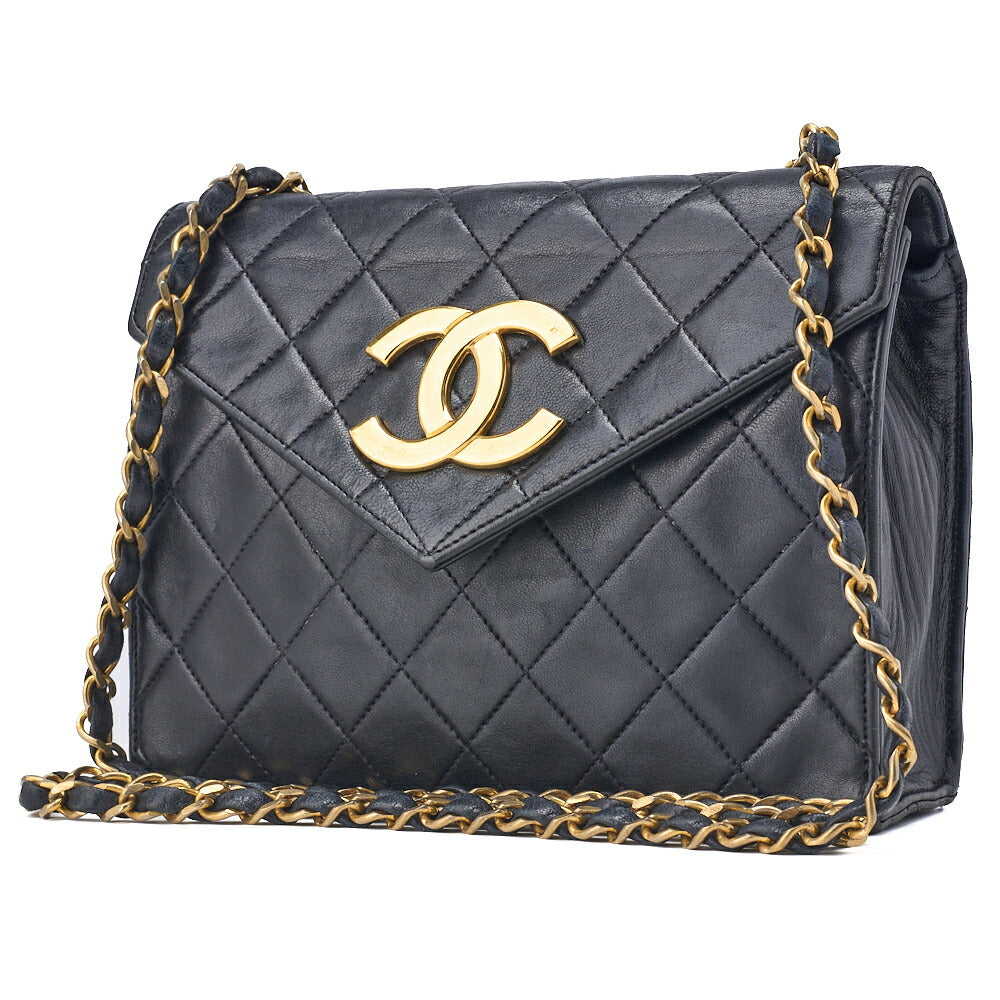 CHANEL Shoulder Bag Matelasse Lambskin Black Gold-Tone Hardware Pre-Owned - Vintage La Charme