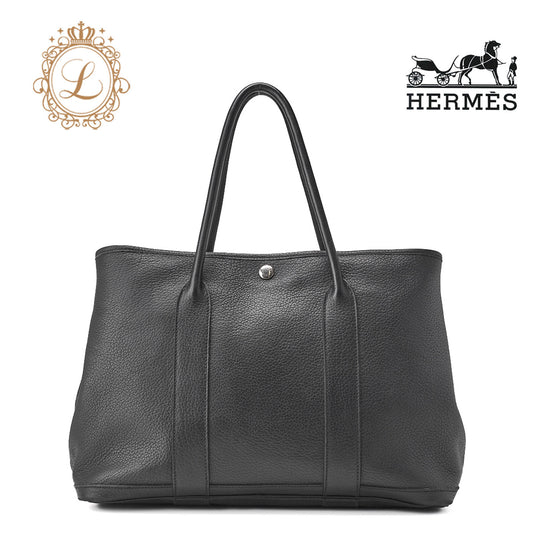 HERMES Garden Party PM Tote Bag Negonda Black Silver-Tone Hardware Pre-Owned - Vintage La Charme