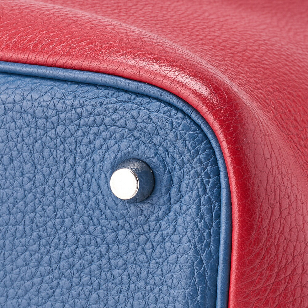 HERMES Handbag Picotin Lock MM Bicolor Clemence Rouge Casaque Gold-Tone Hardware Pre-Owned - Vintage La Charme