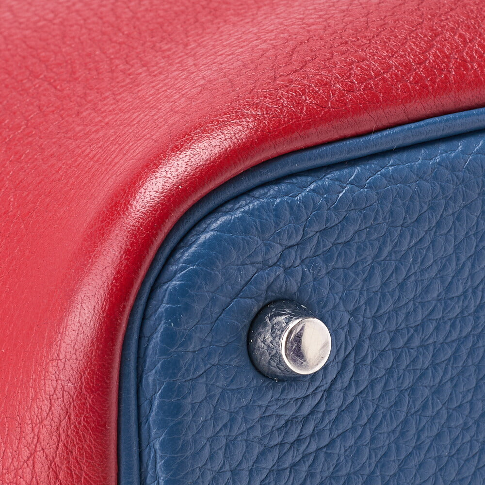 HERMES Handbag Picotin Lock MM Bicolor Clemence Rouge Casaque Gold-Tone Hardware Pre-Owned - Vintage La Charme