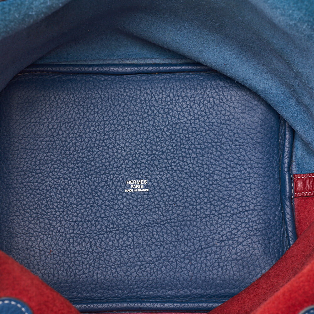 HERMES Handbag Picotin Lock MM Bicolor Clemence Rouge Casaque Gold-Tone Hardware Pre-Owned - Vintage La Charme