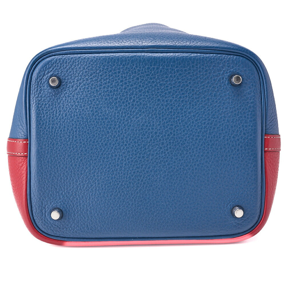 HERMES Handbag Picotin Lock MM Bicolor Clemence Rouge Casaque Gold-Tone Hardware Pre-Owned - Vintage La Charme