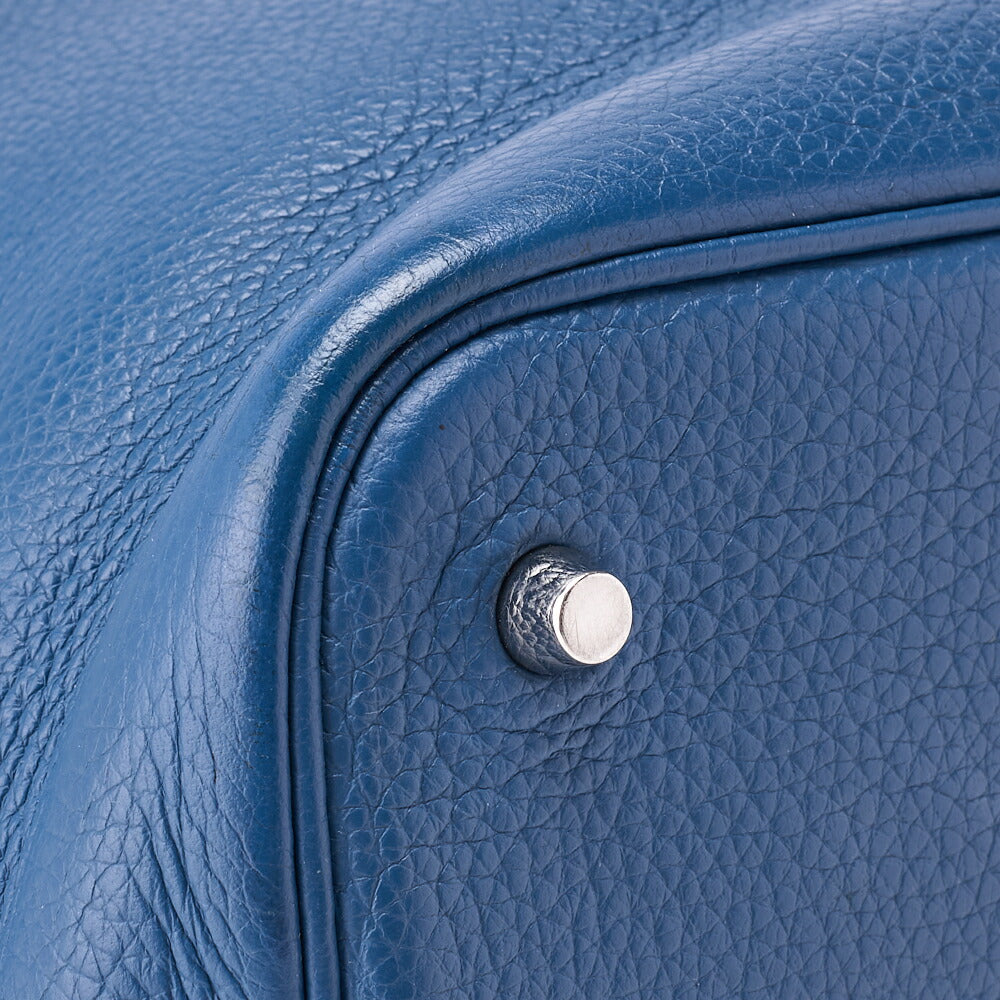 HERMES Handbag Picotin Lock MM Bicolor Clemence Rouge Casaque Gold-Tone Hardware Pre-Owned - Vintage La Charme