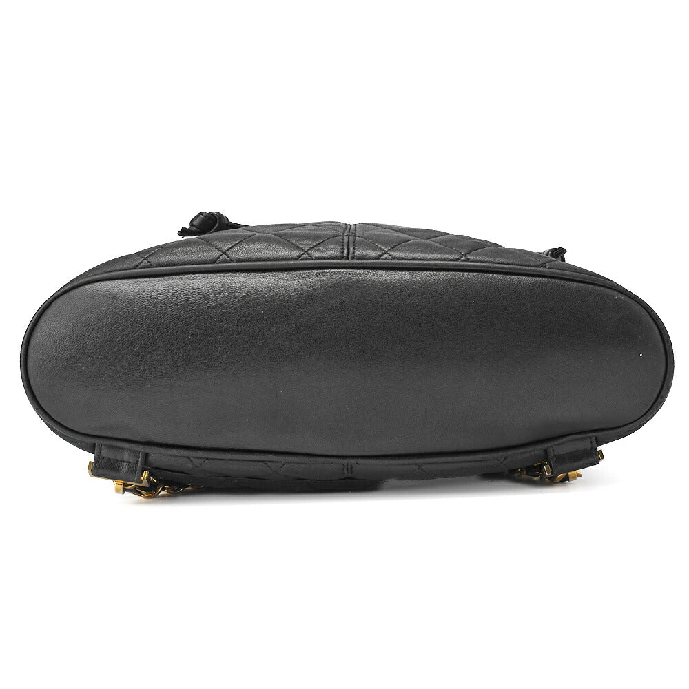 CHANEL Shoulder Backpack Bag Matelasse Lambskin Black Gold-Tone Hardware Pre-Owned - Vintage La Charme
