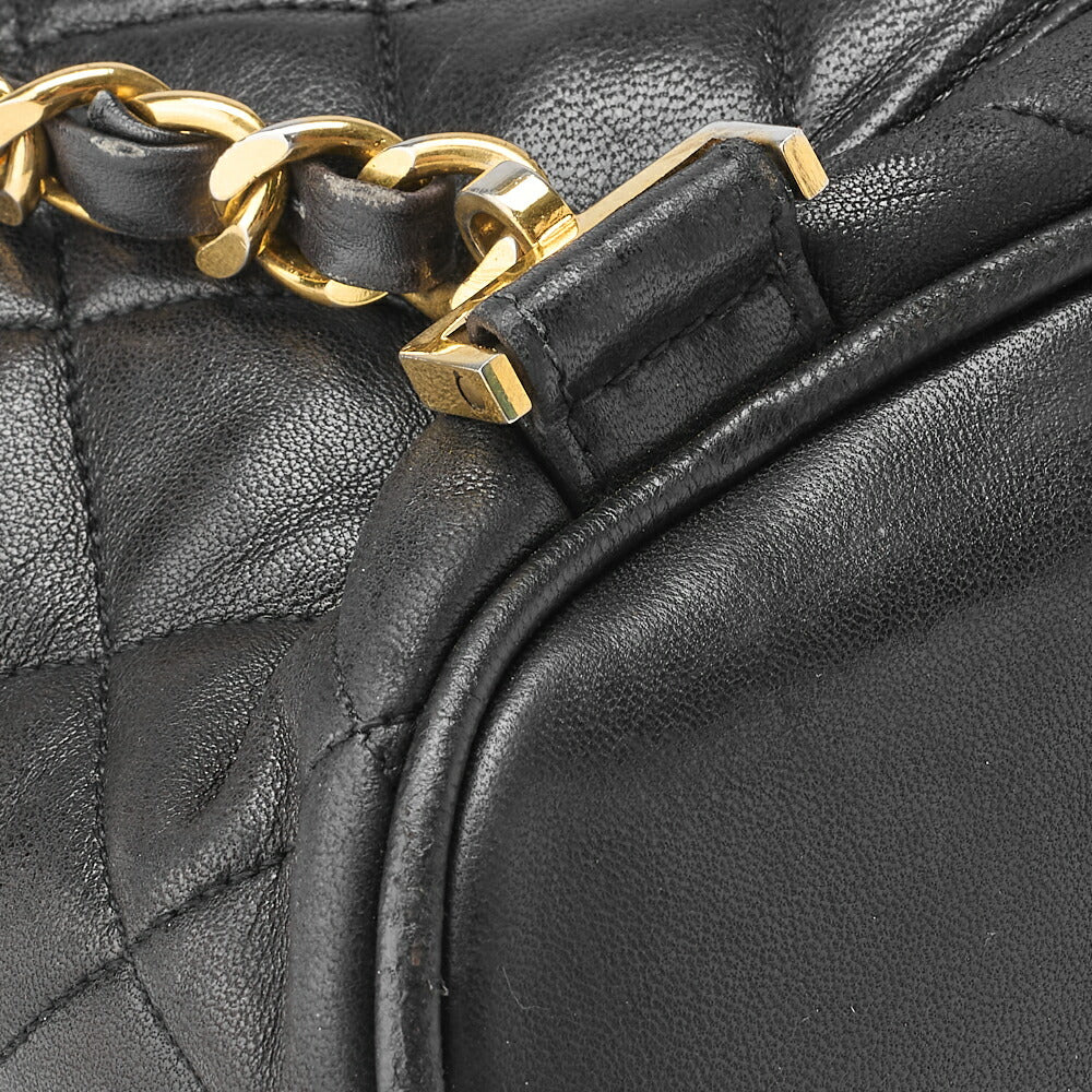 CHANEL Shoulder Backpack Bag Matelasse Lambskin Black Gold-Tone Hardware Pre-Owned - Vintage La Charme