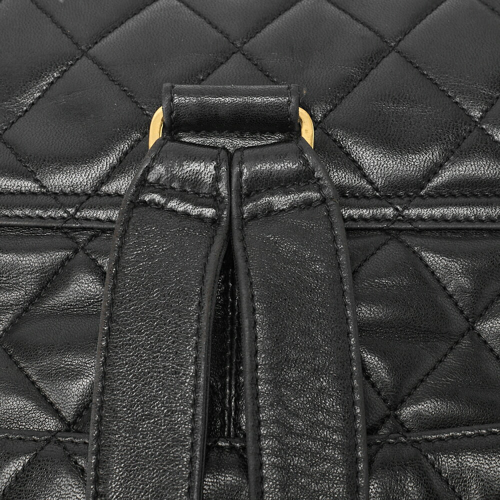 CHANEL Shoulder Backpack Bag Matelasse Lambskin Black Gold-Tone Hardware Pre-Owned - Vintage La Charme