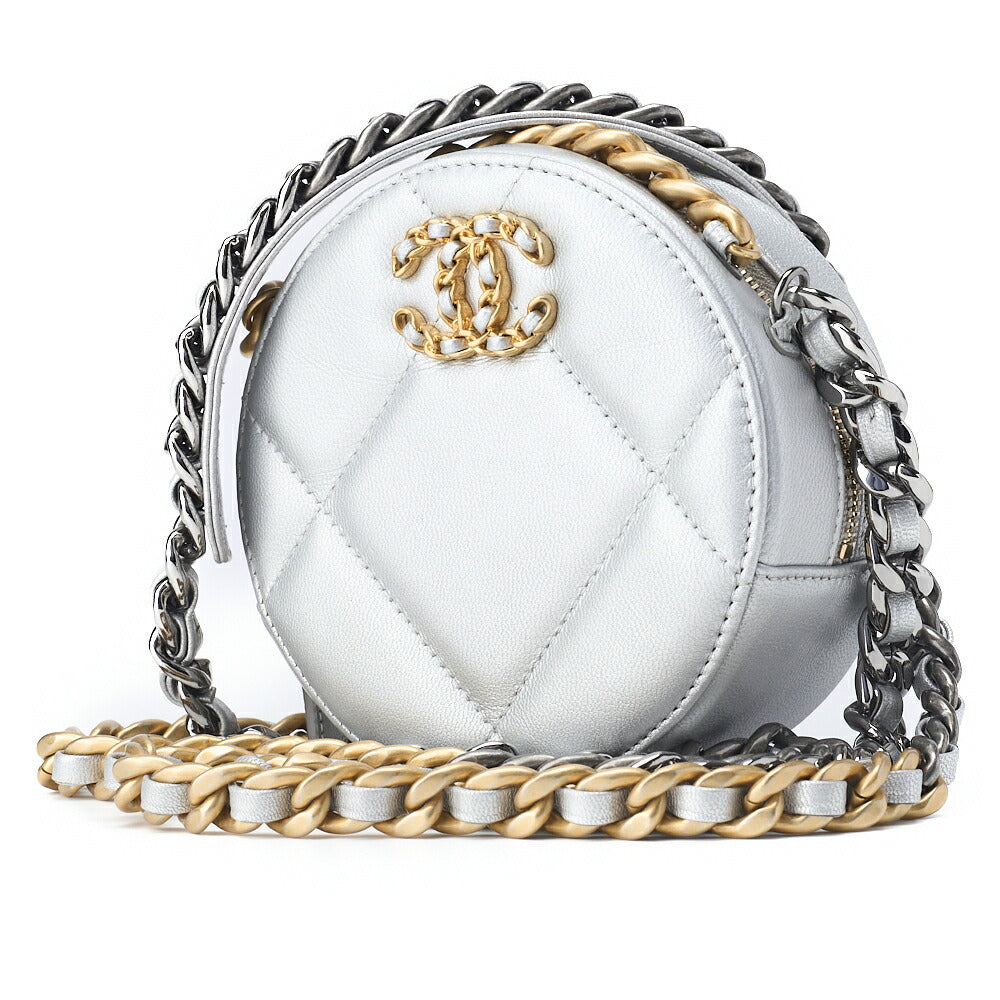 CHANEL Shoulder Bag Tote Bag 19 Matelasse Chain Shoulder Lambskin Silver Gold-Tone Hardware Pre-Owned - Vintage La Charme
