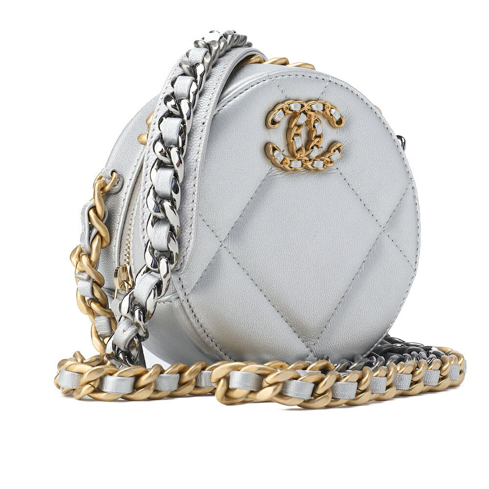 CHANEL Shoulder Bag Tote Bag 19 Matelasse Chain Shoulder Lambskin Silver Gold-Tone Hardware Pre-Owned - Vintage La Charme