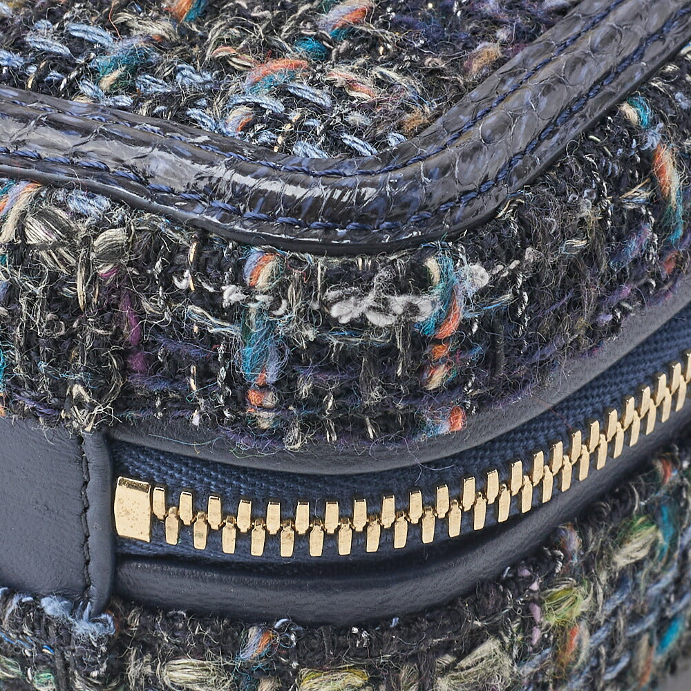 CHANEL Shoulder Tote Bag Coco Mark CC Filigree 2WAY Python Tweed Navy Gold-Tone Hardware Pre-Owned - Vintage La Charme