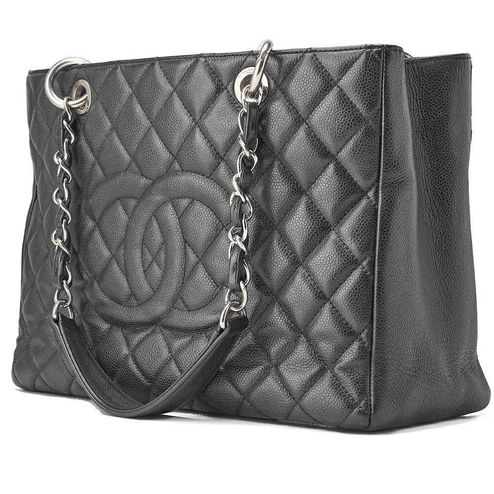 CHANEL Shoulder Tote Bag Matelasse GST Caviskin Black Silver-Tone Hardware Pre-Owned - Vintage La Charme