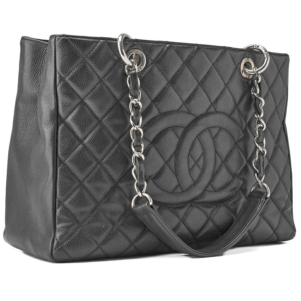 CHANEL Shoulder Tote Bag Matelasse GST Caviskin Black Silver-Tone Hardware Pre-Owned - Vintage La Charme