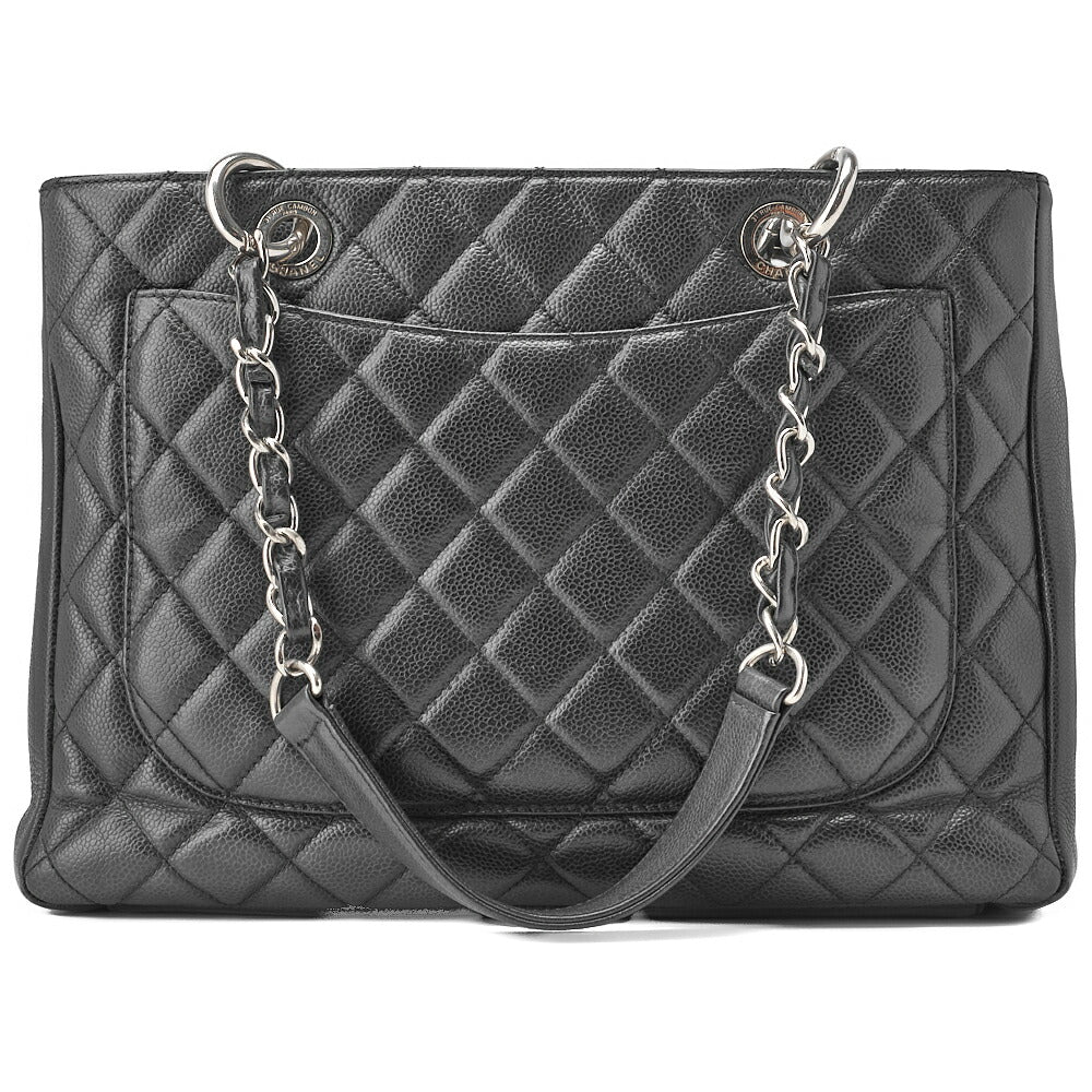 CHANEL Shoulder Tote Bag Matelasse GST Caviskin Black Silver-Tone Hardware Pre-Owned - Vintage La Charme