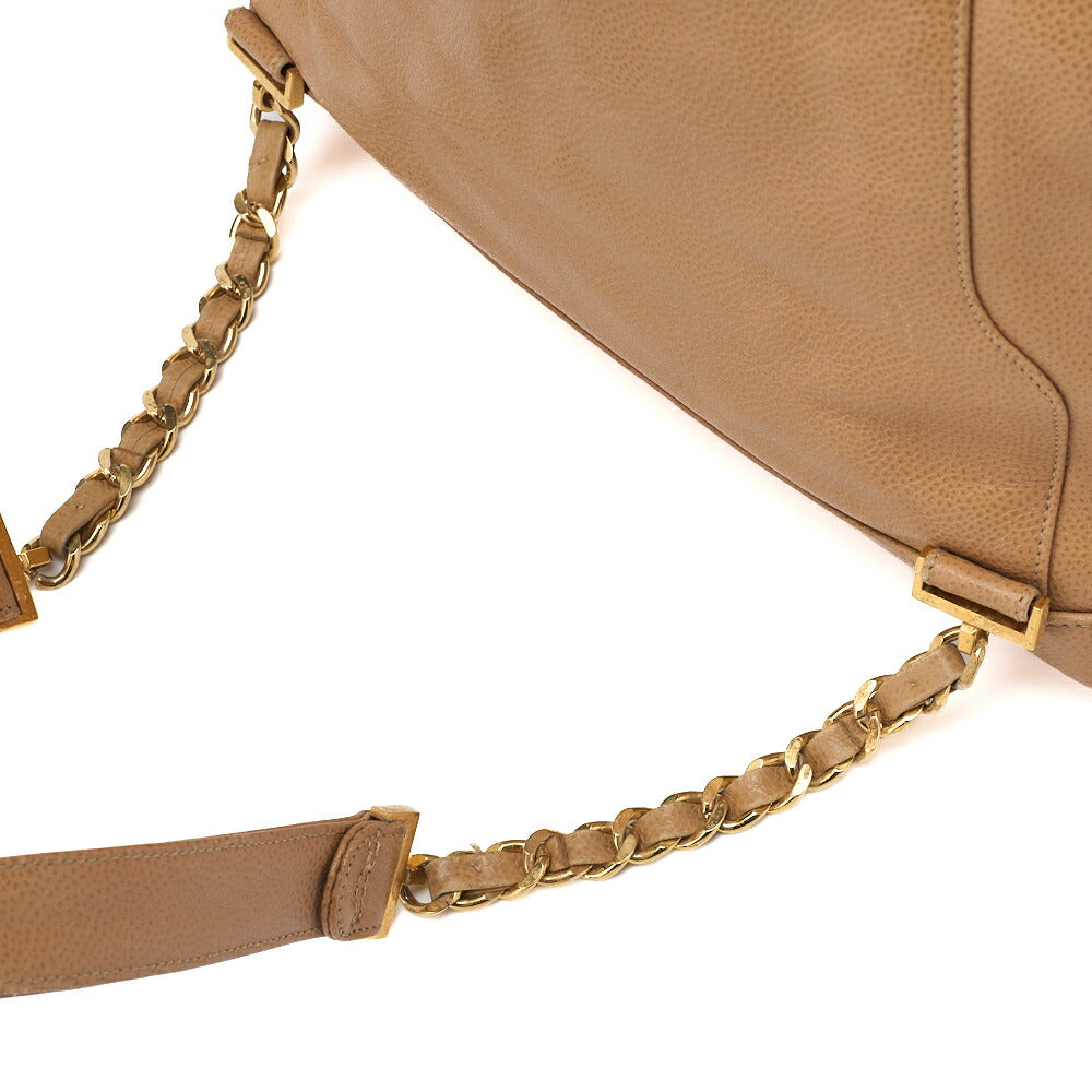 CHANEL Shoulder Backpack Bag Outside Flap Drawstring Type Caviar Skin Beige Gold-Tone Hardware Pre-Owned - Vintage La Charme