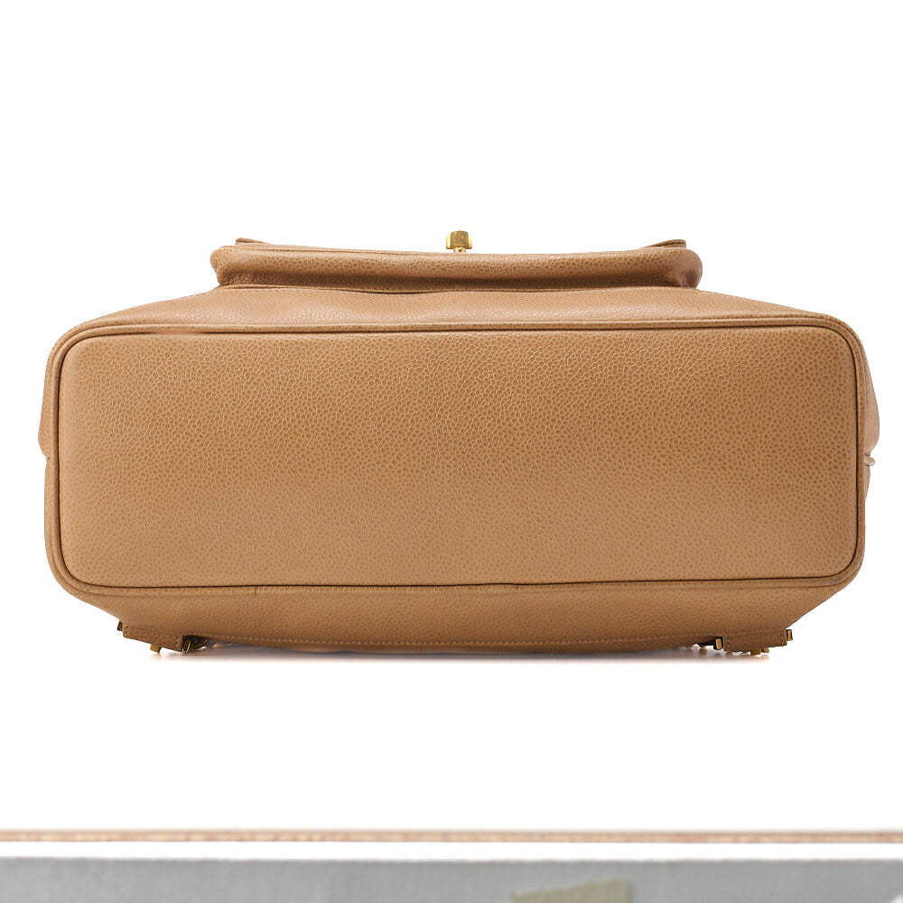 CHANEL Shoulder Backpack Bag Outside Flap Drawstring Type Caviar Skin Beige Gold-Tone Hardware Pre-Owned - Vintage La Charme
