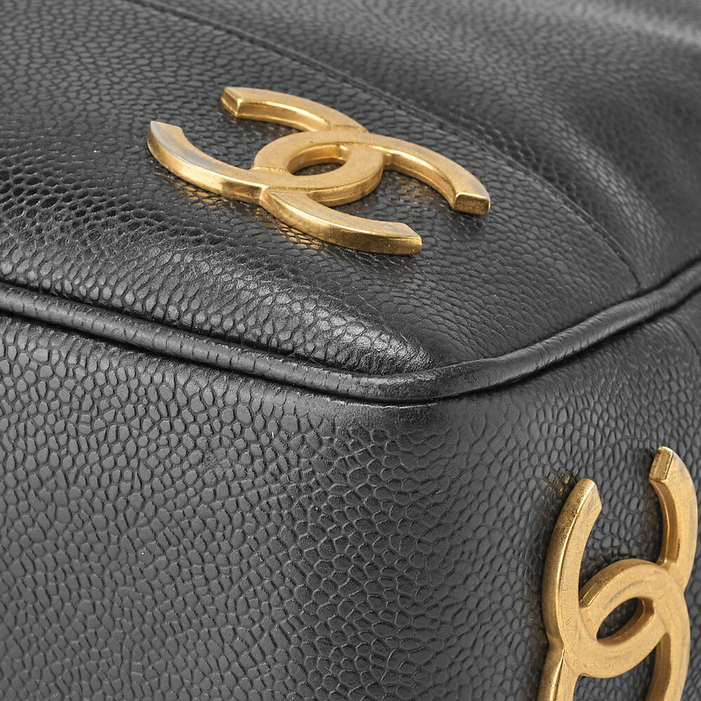 CHANEL Shoulder Tote Bag Triple Coco Double Chain Shoulder Caviar Skin Black Gold-Tone Hardware Pre-Owned - Vintage La Charme