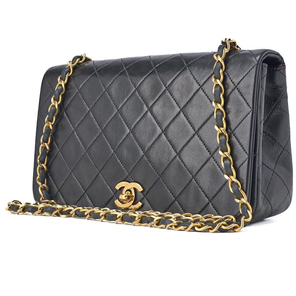 CHANEL Shoulder Bag Matelasse Lambskin Black Gold-Tone Hardware Pre-Owned - Vintage La Charme