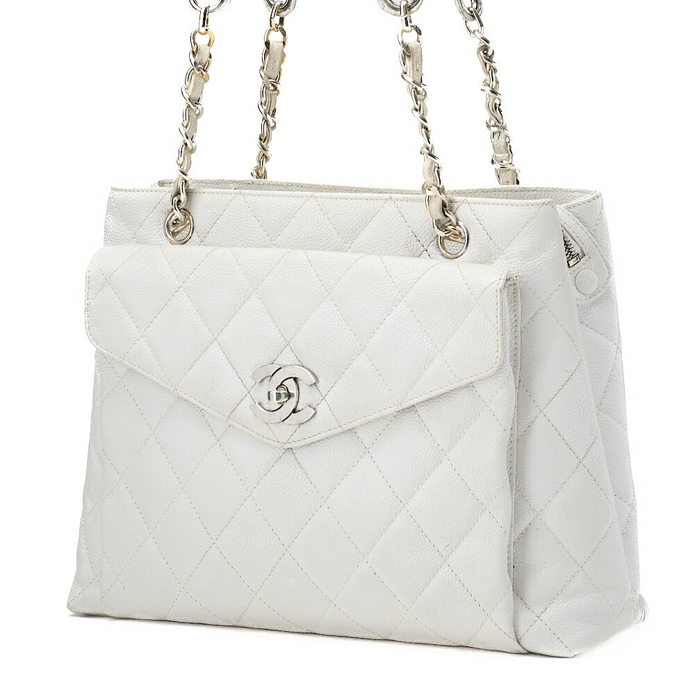 CHANEL Shoulder Tote Bag Matelasse Caviar Skin Silver-Tone Hardware Pre-Owned - Vintage La Charme
