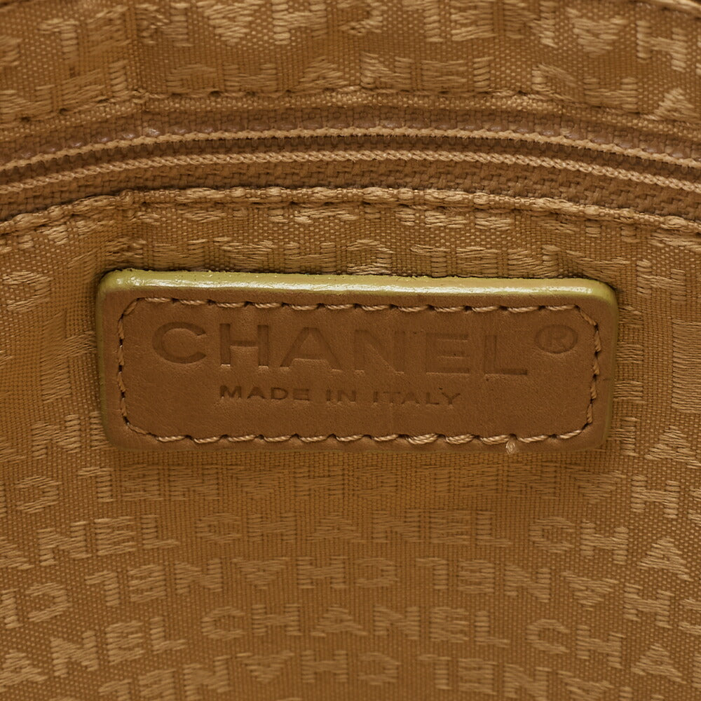 CHANEL Shoulder Tote Bag Choco Bar Logo Mark Caviar Skin Beige Silver-Tone Hardware Pre-Owned - Vintage La Charme