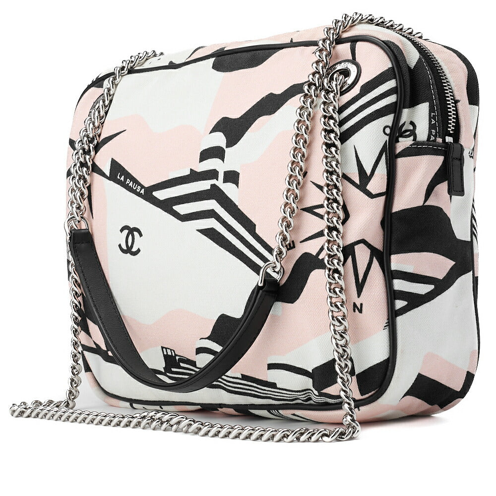Chanel Shoulder Tote Bag Cruise Line Coco Charm Canvas Multicolor Silver-Tone Hardware Pre-Owned - Vintage La Charme