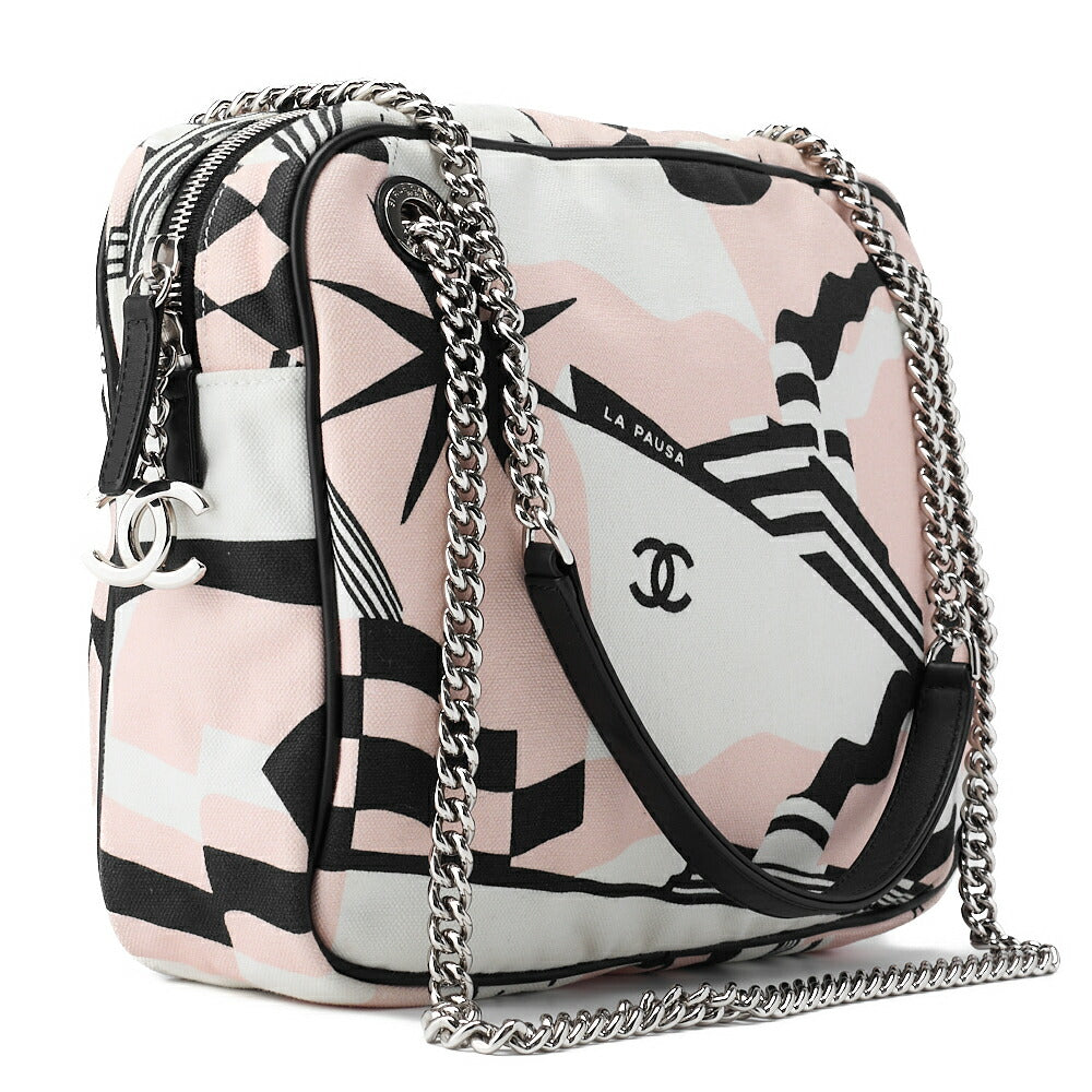 Chanel Shoulder Tote Bag Cruise Line Coco Charm Canvas Multicolor Silver-Tone Hardware Pre-Owned - Vintage La Charme