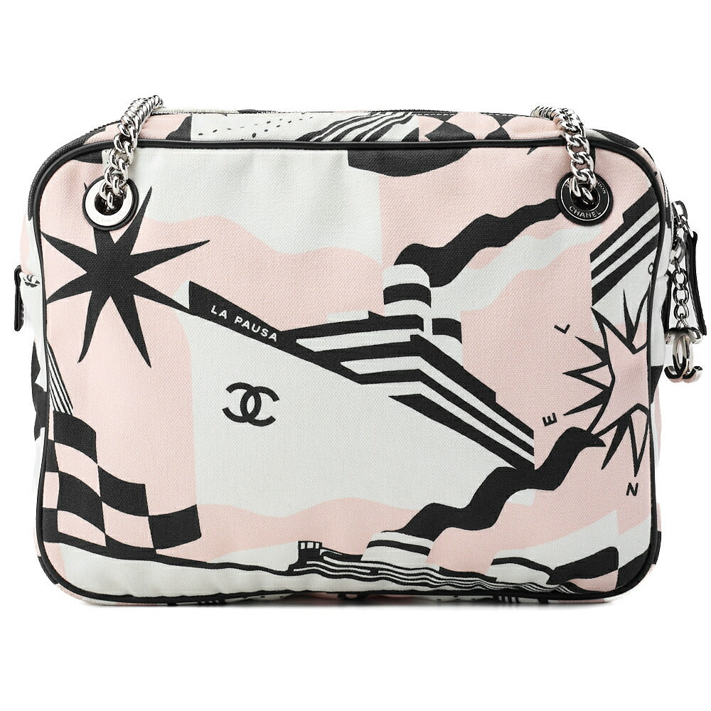 Chanel Shoulder Tote Bag Cruise Line Coco Charm Canvas Multicolor Silver-Tone Hardware Pre-Owned - Vintage La Charme