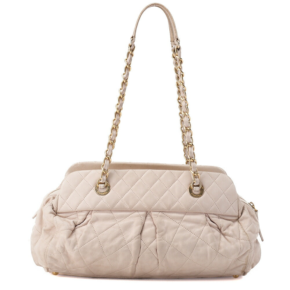 CHANEL Shoulder Bag Matelasse Chain Shoulder Sparkle Leather Ivory Gold-Tone Hardware Pre-Owned - Vintage La Charme