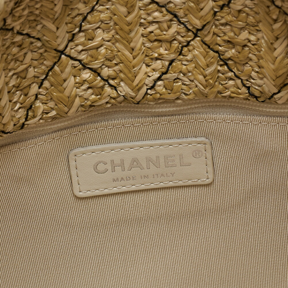 CHANEL Shoulder Tote Bag Matelasse Chain Shoulder 2WAY Lambskin Straw Black Silver-Tone Hardware Pre-Owned - Vintage La Charme