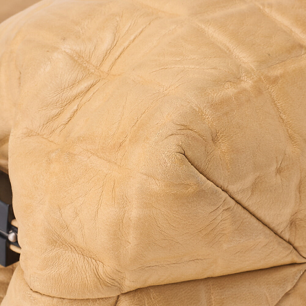 CHANEL Shoulder Bag, Chain Shoulder, Gamaguchi, Canvas, Beige, Silver-Tone Hardware, Pre-Owned - Vintage La Charme
