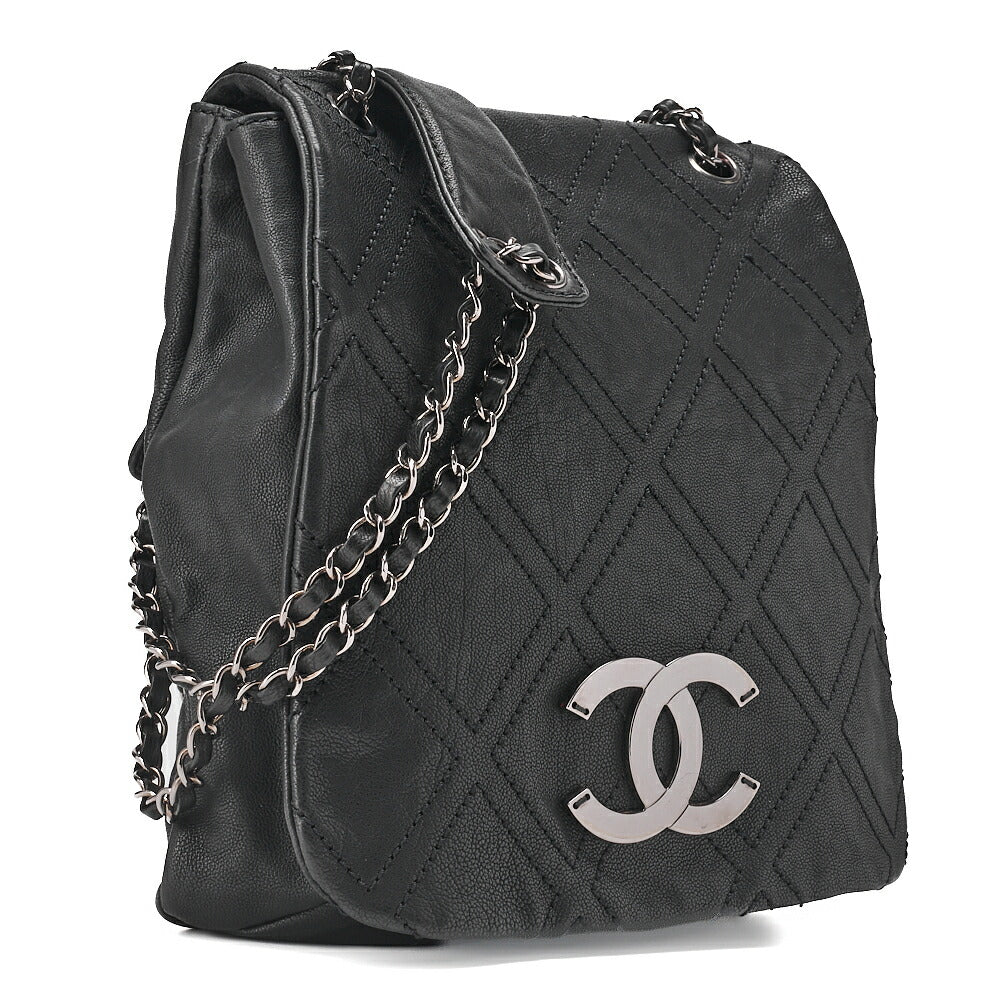 CHANEL Shoulder Bag, Chain Shoulder, Matelasse, Caviar Skin, Black, Silver-Tone Hardware, Pre-Owned - Vintage La Charme